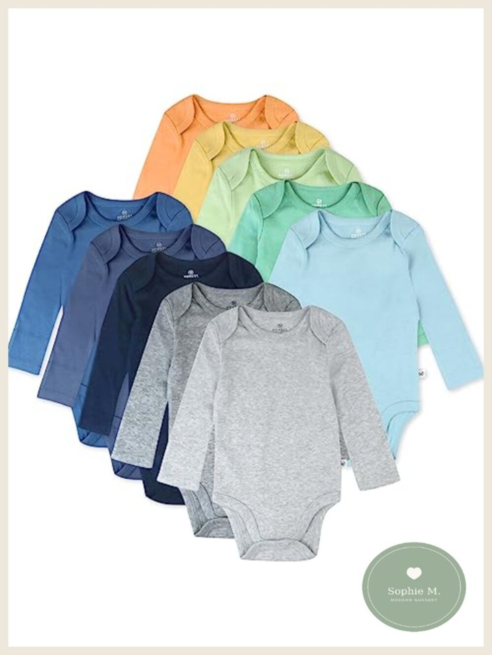 10-Pack Long Sleeve Bodysuits 100% Organic Cotton Infant Unisex One-Piece